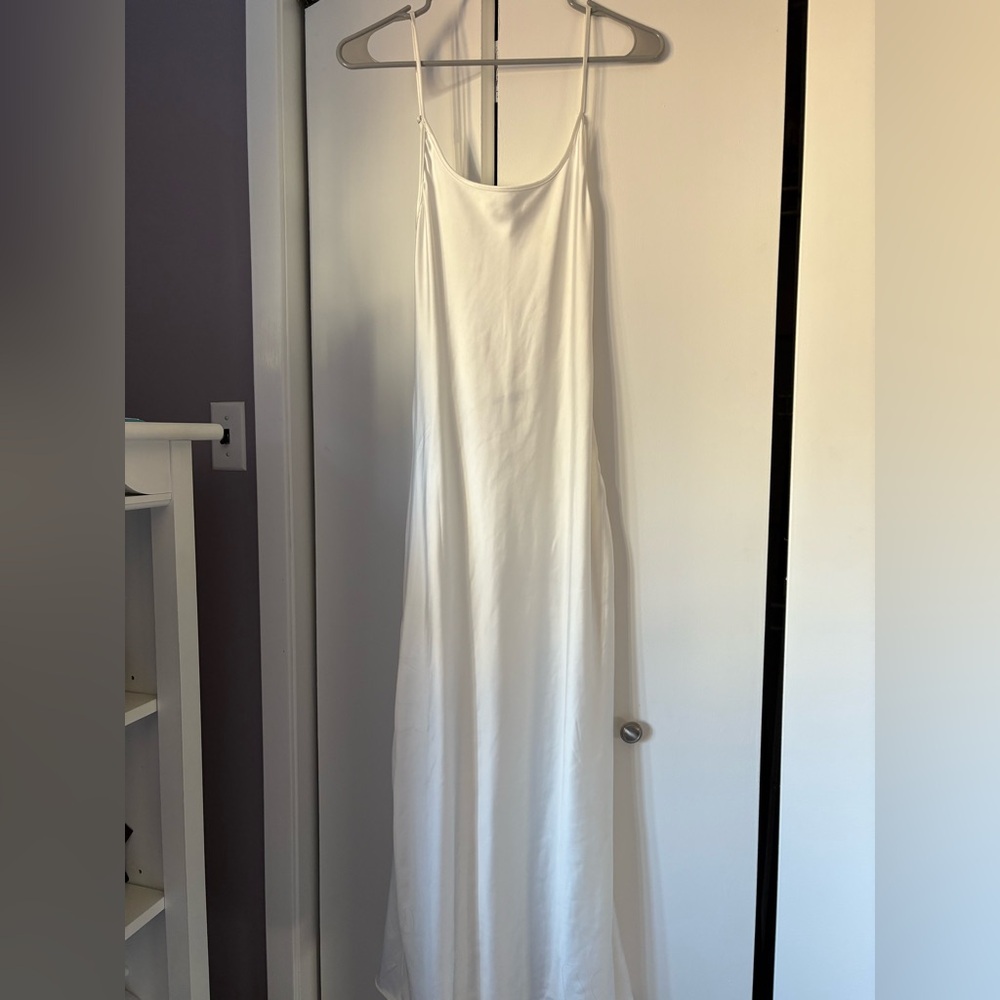 Never worn!! Zara White Satin Maxi Dress XS
